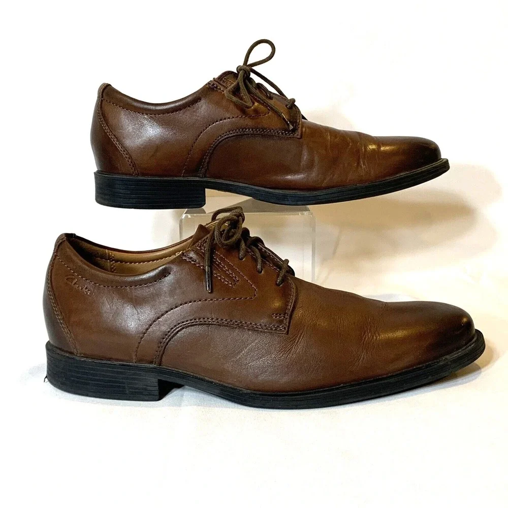 Clarks Shoes Mens 8.5 Oxfords Leather Brown Tan Extreme Comfort‎ Orthotic Insole